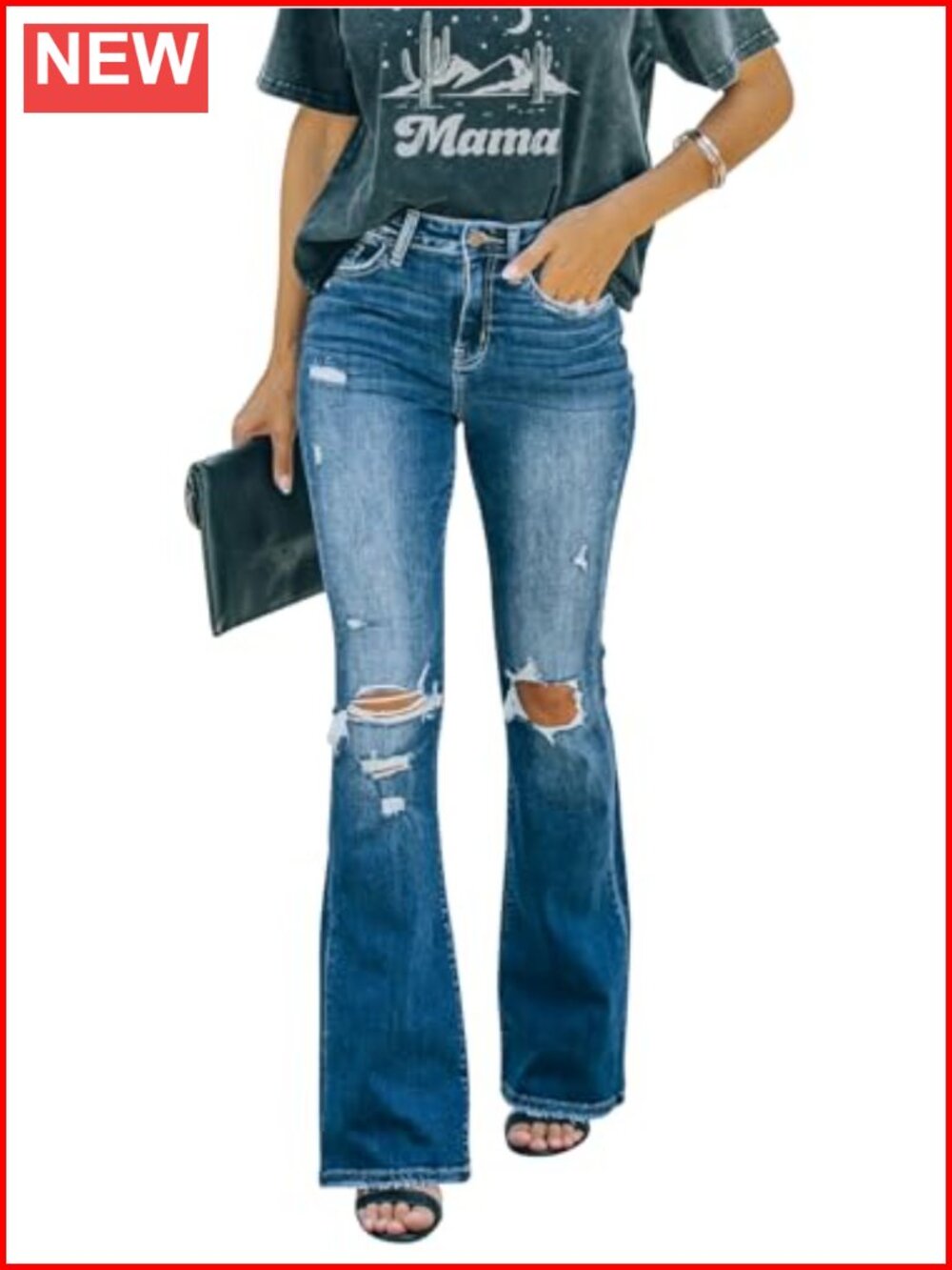 High Waisted Wide Leg Bootcut Stretch Denim Jeans